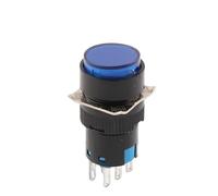 16mm With Light AB6 5Pin 8Pin Push Button Switch Small Square&Round Self-Locking Self-Reset Start Up Switch 3A/250V Power Switch NWPNLXEA(Round Blue,8PIN_SELF-RESET_24V WITH LIGHT)