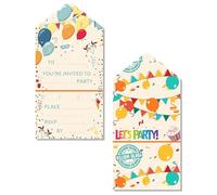 16Pc Carte Invitation Anniversaire Fille et Garçon Charmant - Invitation Anniversaire avec un Couleur Ballon et Bannière pour Enfant Fête Anniversaire