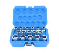 16pcs 1 / 2in Dr Spline Socket Set Set Mirror Finish 12-Corner Universal for Garage Garden Workshop