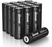 16PCS AA Piles Rechargeables,1,2V 2800mAh Pile LR6 Ni-MH Rechargeables,Accu AA Grande Capacité,Batterie Rechargeable 1200 Cycles-Faible Auto-décharge