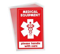 16pcs Autocollants Bagage Medical Equipment, 5,08x7,62cm Please Handle with Care Étiquettes Autocollantes Avertissement pour Fournitures Médicales Fragiles Étiquette (Rouge et Blanc)