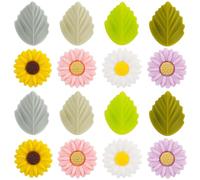 16pcs Bouchons d'Aiguilles à Tricoter Silicone, Feuilles Marguerite Protecteurs Pointe d'Aiguilles à Tricoter Capuchons d'Aiguilles à Tricoter Colorés pour Tricot Couture Quilting Crochet
