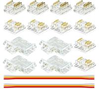 16pcs COB 3pin 10mm LED Connecteur Kit,10pcs Transparent Bande à Fil Ruban 4pcs L-Shaped Raccord 2pcs 15cm Longue 22AWG Fils D'extension pour Corner Connection Strip,Soudure Sans Fente Bande