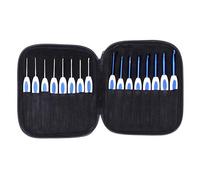 16Pcs Crochets Set Ergonomic Fine Coarse DIY HandWoven Knitting Tool Comfy Handle Great Gift Aluminium ABS Household (Blue and white porcelain set)