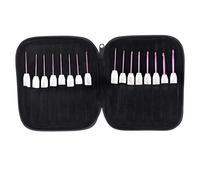 16Pcs Crochets Set Ergonomic Fine Coarse DIY HandWoven Knitting Tool Comfy Handle Great Gift Aluminium ABS Household (Red flower porcelain set)