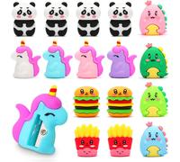 16pcs Dessin Animé Taille-Crayon Pour Enfants, Set Pinata D'anniversaire, Jouets Et Cadeaux Pour Filles De 3, 4, 5, 6, 7, 8, 9, 10 Ans, Petit Sac Cadeau D'anniversaire Pour Enfants Invités