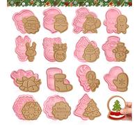 16PCS Emporte Pièces Noël Emporte-pièces 3D en plastique Cookies Sablés Patisserie Decoupoir en Forme - pour Décoration de Fondant Biscuit Cookie