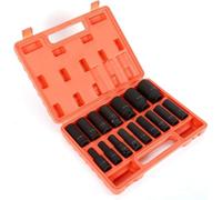 16pcs Jeu de clés à chocs de force, noix hexagonales 10-32mm, 16 jeux d'inserts