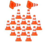 16pcs Mini Cônes de Signalisation, 3,47cm Cônes de Signalisation Miniatures Plastique Petits Cônes de Construction Jouet de Barrage Routier d'Entraînement pour Enfants Fête d'Ingénieur