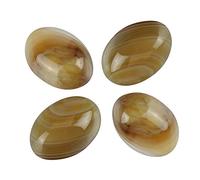 16pcs Natural Golden Brown Stripe Agate Arc Bottom Oval Gemstone Cabochons 25x18mm for Jewelry Craft Making GP9