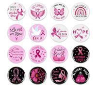 16PCS Octobre Rose 2025 Accessoires Français Octobre Ruban Pin's Broches pour Sensibilisation au Cancer du Sein Goodies Accessoires Activité Rose Ruban