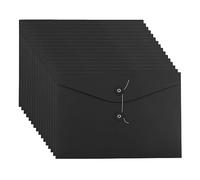 16Pcs Pochette Document en Papier Kraft A4 Enveloppe de Document Dossier de Fichier avec Ligne Boucle Porte-documents Pochette Rangement à Dossier Fournitures Scolaire Bureau 310 * 235mm (Noir)