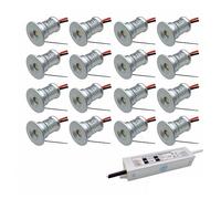 16PCS Spot Encastrable LED Exterieur - Lampe Jardin Enterré, Mini Spot De Plafond LED 1W, Spot Intégré LED 12V, 15mm Encastré Dimmable Spot Light, Pour Escalier, Placard, Couloir, Vitrine(White,120 de