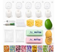 16PCS Squishy Making Kit, DIY Stress Ball Making Kit, Kit pour fabriquer Vos Propres squishies : squishies au Beurre et au Fromage, balles Anti-Stress, Peaux Vierges Transparentes avec Pompe à air