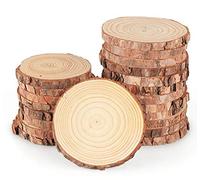16pcs Tranche de Bois Naturel 9-10cm Rondelles de Bois disques en Bois,Découpe Parfaite pour Le processus de Bricolage Cadeau décoration
