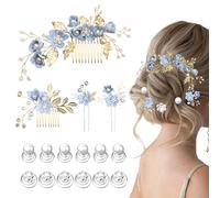 16pz Set di pettini per capelli da sposa con forcine floreali decorative, accessori eleganti per matrimonio, decorazioni con perle a spirale per spose, damigelle e ospiti