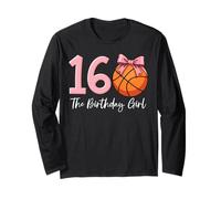 16th Birthday Girl Basketball Ball Coquette Pink 16 Eleven Manche Longue