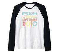 16th Birthday Idea Awesome Since September 2010 16 Years Old Manche Raglan