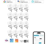 16x Prise intelligente WiFi WLAN avec mesure de courant et commande vocale, minuterie, application SmartLife, Mini Smart Plug, Alexa & Google