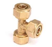 16x20mm IDxOD PEX-AL-PEX Tube Tee Brass Compression Pipe Fitting Connector For Floor Heating
