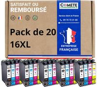 16XL - 20 Cartouches d'encre Compatibles avec Epson 16 XL Stylo Plume - pour Epson WF-2010W WF-2520NF WF-2530WF WF-2540WF WF-2630WF WF-2650DWF WF-2750DWF