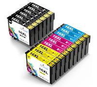 16XL Cartouches d'encre Compatible avec Cartouche 16XL Epson Multipack | Compatible pour Cartouche Epson WF 2750 Workforce WF2710 WF2630 WF2760 WF2660 WF2540 WF2650 WF2530 WF2010 WF2520 (Lot de 15)