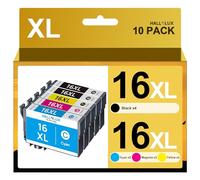 16XL Compatible Cartouches d'encre pour Epson 16 16 XL pour Epson Workforce WF-2630 WF-2760 WF-2750 WF-2660 WF-2650 WF-2540 WF-2530 WF-2510 WF-2010 (Noir, Cyan, Magenta, Jaune, 10-Pack)