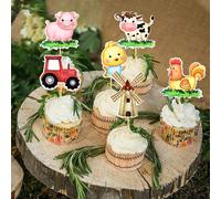 17/32 pièces Décorations de gâteau d'animaux de ferme, vache, poulet, mouton, éléments de tracteur, idéal pour les fêtes d'anniversaire à thème de la ferme et de Thanksgiving, créer une atmosphère cha