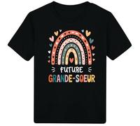 [17-6] Enfant Futur Grande Soeur/Rainbow/Idée Cadeau Annonce Grossesse Papa Grands Parents Mamie Tonton Super Hero (FR/ES, Âge, 6 Ans, Taille Normale, Noir)