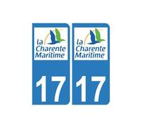17 CG Charente-Maritime autocollant plaque immatriculation sticker - Angles : arrondis