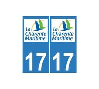 17 CG Charente-Maritime autocollant plaque immatriculation sticker - Angles : droits