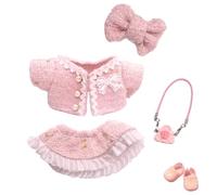 17 cm Rose Petite Poupée Vêtements Couture Poupée Vêtements Accessoires Ensemble avec 1 Veste en Dentelle Rose 1 Jupe Courte 1 Barrette 1 Sac à Fleurs 1 Chaussures pour Fille Anniversaire Sans Poupée