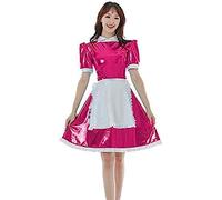 17 Colors Ladies Maid Cosplay Dress Fancy Lolita Dress+Apron,Rose Red,6XL