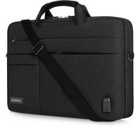 17 Inch Large Laptop Bag with External USB Charger Port Shoulder Bag for 17-17.3 Inch Notebook/Dell/Lenovo/HP/ASUS, Black 1 Noir