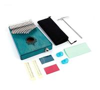 17 - Key Kalimba Thumb Piano | Mahogany Wooden Body with Built - in Pickup | Portable Musical Instrument for Beginners/Adults/Young Players | Includes Tuning Hammer & Carry Bag (Bleue)