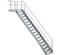 17 marches + palier Escalier en acier avec garde-corps à droite / Largeur des marches 100cm / Hauteur d'étage 299-360cm