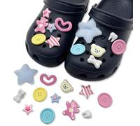 17 PCS Charmes de Chaussure, Charms de Chaussure, Décorations de Chaussures de Bricolage, pour Adultes, Femmes et Filles, Accessoires de Fleur de Chaussure en Strass, Crocs Charms Accessoires