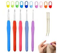 17 pcs Grands Crochets À Tricoter 6,5 Mm, 7 Mm, 8 Mm, 9 Mm, 10 Mm Avec Poignées Ergonomiques En Caoutchouc, Aiguilles Et Marqueurs De Mailles, Kit Complet Pour Débutants Et Amateurs De Tricot