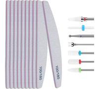 17 Pcs Lot De Limes À Ongles 100 180 Et 3/32"" Embout Ponceuse Ongles, 10 Limes A Ongles Professionnelle, 7 Embout Ponceuse Ongles Ceramique, Convient Pour La Maison Et Le Salon
