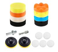 17 Pcs Pad Polissage Voiture, 80mm Polissage Pad Éponge de Polissage Éponge Polir Kit Disque Polissage Voiture en Laine pour Lustreuse Polisseuse Voiture, avec M10 Foret, pour Ponçage Cirage