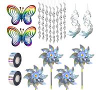 17 Pcs Répulsif Oiseaux avec Spirale Réfléchissante,Anti Pigeon