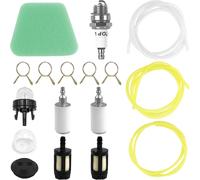 17 Pcs Universal Fuel Hose for Lawn Mower,1M Fuel Pipe,Brushcutter,Fuel Hose with Priming Bulb,Filter,Spark Plug,Hose Clamp,