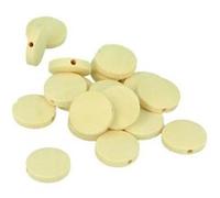 17 perles en bois rondes plates 15 x 4 mm Beige G