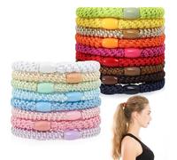17 Pièces Elastique Cheveux Élastiques à Cheveux Multicolore Sans Métal Sans Dommage Tressés pour Cheveux Fins et Moyens pour Femmes Filles Hommes Enfants