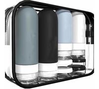17 Pièces Flacon Voyage en Silicone,Compressibles pour Articles de Toilette, Après-shampooing, Lotion et Gel Douche (Noir)