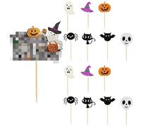 17 pièces Halloween Cupcake Topper, Decoration pour Gâteau, Happy Halloween Cake Topper Fantôme Décoration, Accessoires Fête