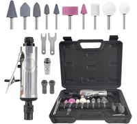 17 Pièces Meuleuse Droite Pneumatique Mini, Ponceuse Pneumatique, Mini Disqueuse Grinder avec Vitesse Variable, Outil à Air Comprimé en Alliage d'Aluminium, pour Métal, Bois, Ponçage et Polissage