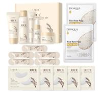 17 Pièces Riz Ensemble de Soins de la Peau, Rice Skin Care Coréen Kit | Kit avec Rice Toner, Ricecream, Sérum de Riz, RizCoffret Soin, Hydratant, Non Gras, Adapté à Tous Types de Peau