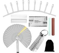 17 Pièces Set d’Outil de Luthier de Guitare, 13 Lime à Aiguille en Acier Inoxydable, 9 Jauge de Rayon, 32 Jauge d'Épaisseur en Acier, Règle d'Action de Chaîne, 2 Protections de Touche, 2 Meule