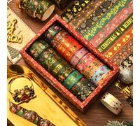 17 Rouleaux Washi Tape,Rouge Vert Ruban Washi de Noël,Adhésif Décoratifs Papier Tape Rubans de Masquage Masking Tape de Vacances à Carreaux pour Scrapbooking Artisanat Bricolage Emballage de Cadeaux